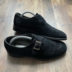 Men's Black Mezlan Suede Buckles Loafers